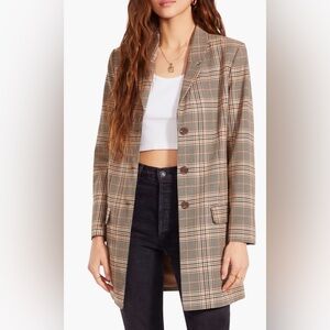 BB Dakota Women's Checkered Blazer - Brown and Tan